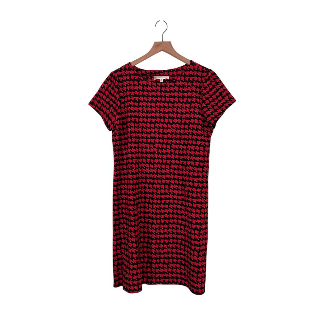 Jude Connally Red and Black Houndstooth Dress